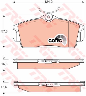Zestaw klocków hamulcowych, hamulce tarczowe, COTEC, GDB3168 Zestaw klocków hamulcowych, hamulce tarczowe, COTEC, GDB3168