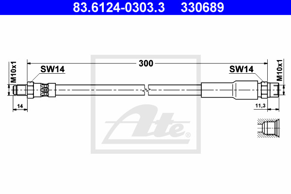 Przewód hamulcowy elastyczny 83.6124-0303.3 ATE