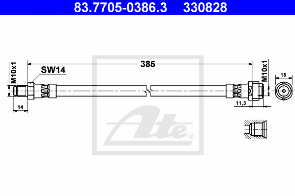 Przewód hamulcowy elastyczny 83.7705-0386.3 ATE