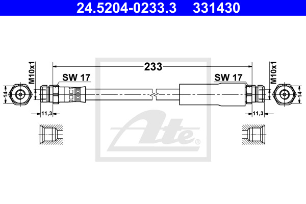 Przewód hamulcowy elastyczny 24.5204-0233.3 ATE