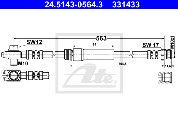 Przewód hamulcowy elastyczny 24.5143-0564.3 ATE