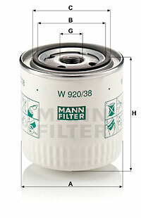 Filtr oleju W 920/38 MANN-FILTER MANN+HUMMEL GMBH