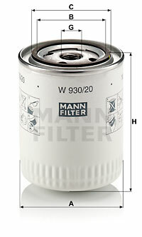 Filtr oleju W 930/20 MANN-FILTER MANN+HUMMEL GMBH