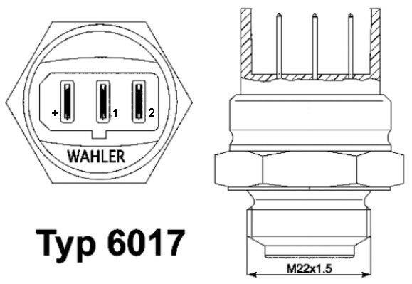 Przełącznik termiczny, wentylator chłodnicy 6017.95D WAHLER