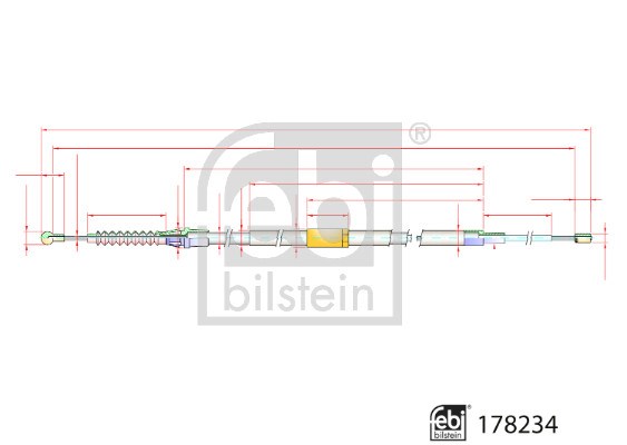 Linka hamulca ręcznego tył L/P (1505mm)  do VW, 178234, FEBI BILSTEIN w ofercie sklepu e-autoparts.pl 