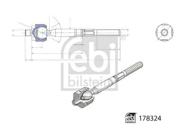 Drążek kierowniczy boczny (bez końcówki) L/P (dł.: 190mm)  do Mini, 178324, FEBI BILSTEIN w ofercie sklepu e-autoparts.pl 