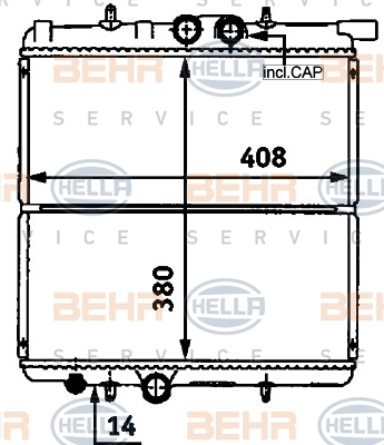 Chłodnica, układ chłodzenia silnika 8MK 376 718-251 BEHR HELLA SERVICE