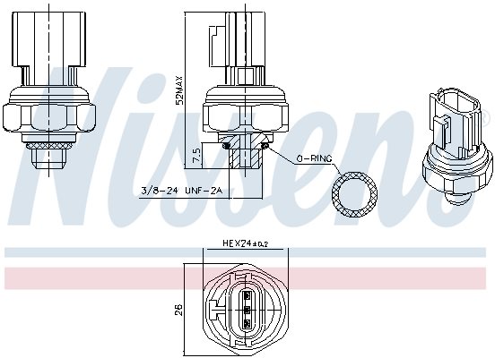 Wyłącznik ciśnieniowy klimatyzacji do Hyundia, 301077, NISSENS w ofercie sklepu e-autoparts.pl 
