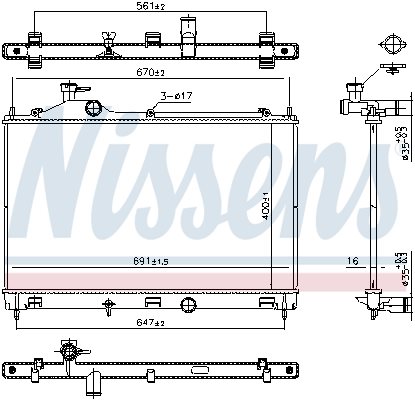 Chłodnica silnika do Mitsubishi, 607027, NISSENS w ofercie sklepu e-autoparts.pl 