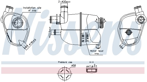 Zbiorniczek wyrównawczy płynu chłodzącego , 996302, NISSENS w ofercie sklepu e-autoparts.pl 