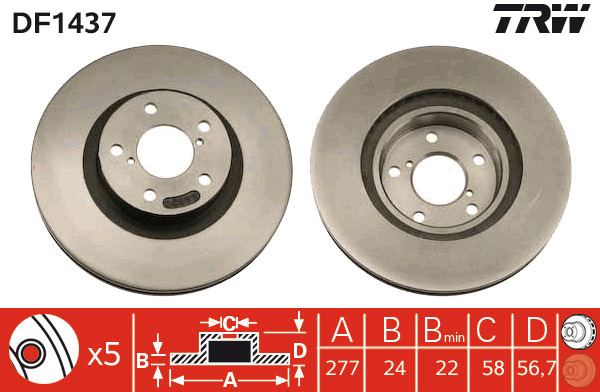 Tarcza hamulcowa DF1437 TRW