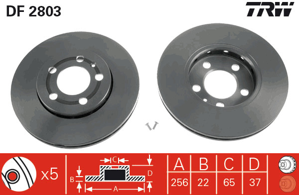 Tarcza hamulcowa DF2803 TRW