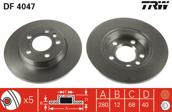 Tarcza hamulcowa DF4047 TRW
