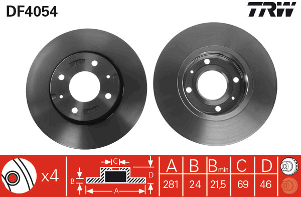 Tarcza hamulcowa DF4054 TRW