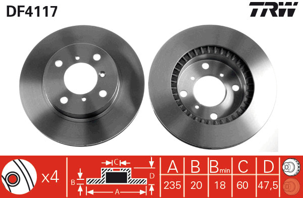 Tarcza hamulcowa DF4117 TRW