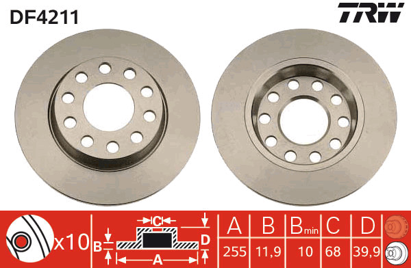 Tarcza hamulcowa DF4211 TRW