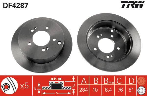 Tarcza hamulcowa DF4287 TRW