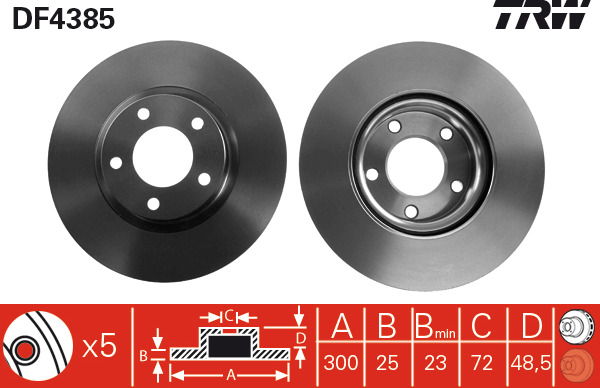 Tarcza hamulcowa DF4385 TRW