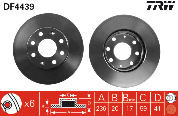 Tarcza hamulcowa DF4439 TRW