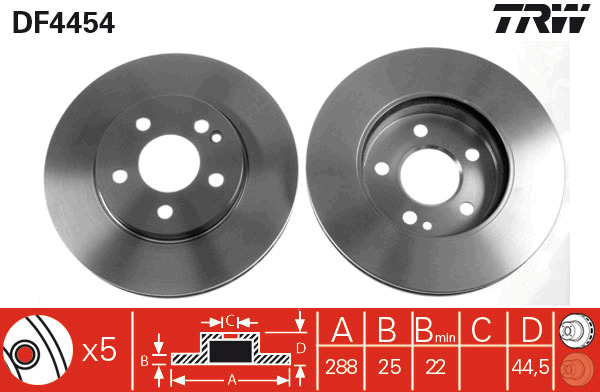 Tarcza hamulcowa DF4454 TRW