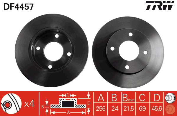 Tarcza hamulcowa DF4457 TRW