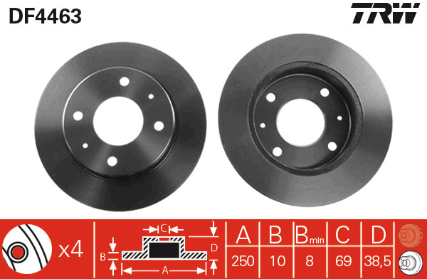 Tarcza hamulcowa DF4463 TRW