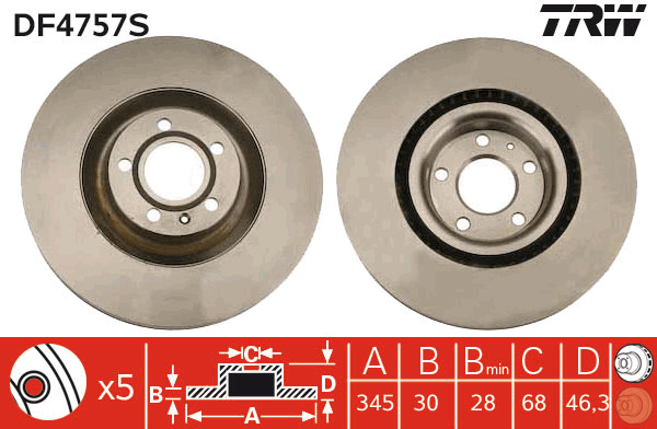 Tarcza hamulcowa DF4757S TRW