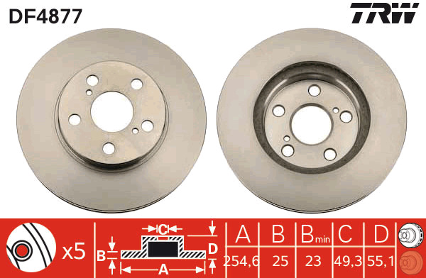Tarcza hamulcowa DF4877 TRW