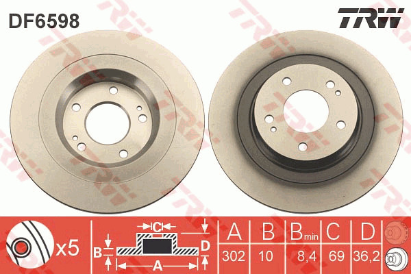 Tarcza hamulcowa DF6598 TRW