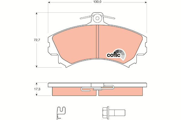 Klocki hamulcowe - komplet, COTEC GDB1584 TRW