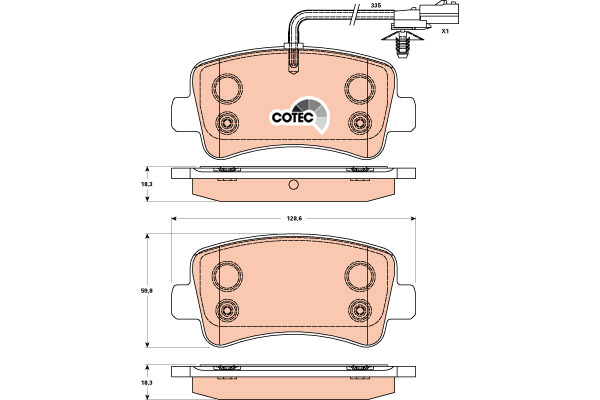 Klocki hamulcowe - komplet, COTEC GDB1903 TRW