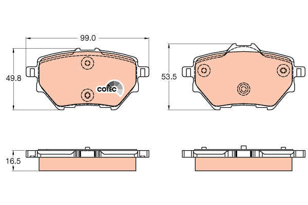 Klocki hamulcowe - komplet, COTEC GDB2036 TRW