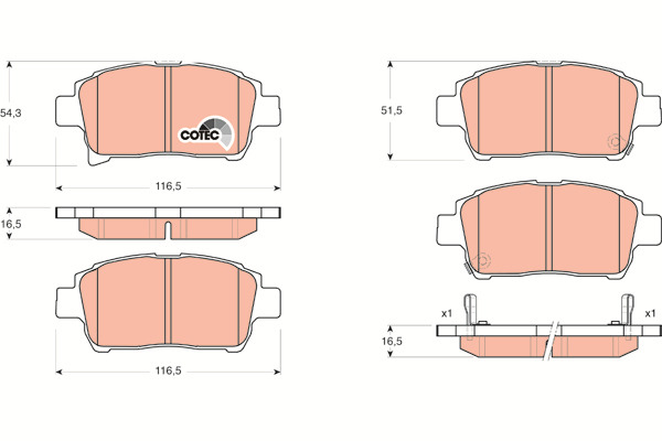 Klocki hamulcowe - komplet, COTEC GDB3317 TRW