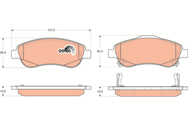 Klocki hamulcowe - komplet, COTEC GDB3445 TRW