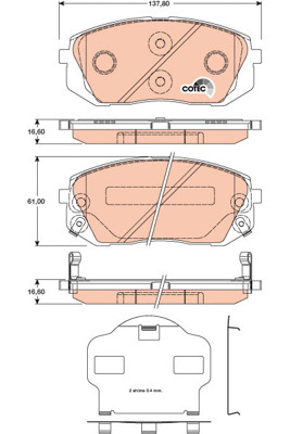 Klocki hamulcowe - komplet, COTEC GDB3461 TRW