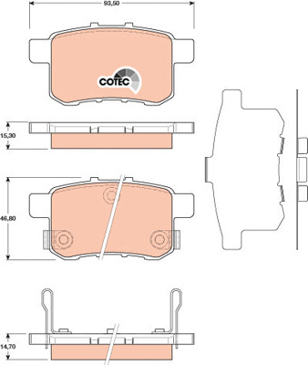 Klocki hamulcowe - komplet, COTEC GDB3482 TRW