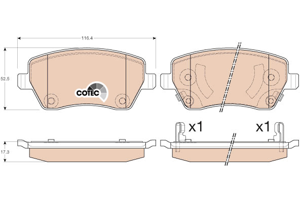 Klocki hamulcowe - komplet, COTEC GDB3546 TRW