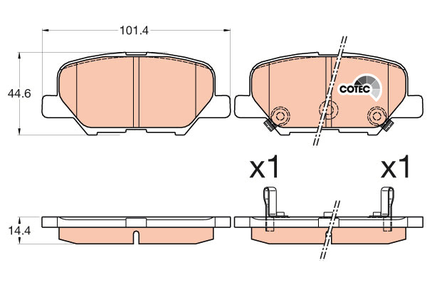 Klocki hamulcowe - komplet, COTEC GDB3583 TRW