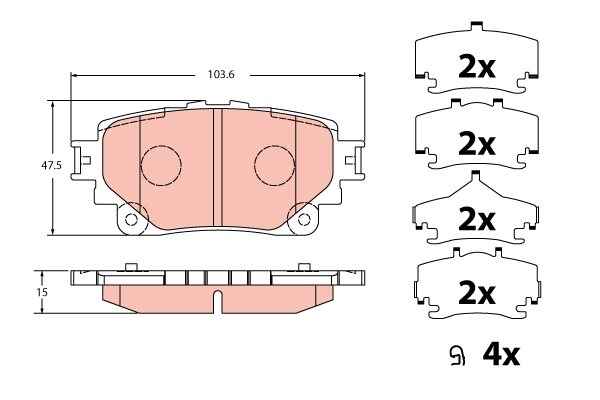 Klocki hamulcowe kpl. do Toyoty, GDB2343, TRW w ofercie sklepu e-autoparts.pl 