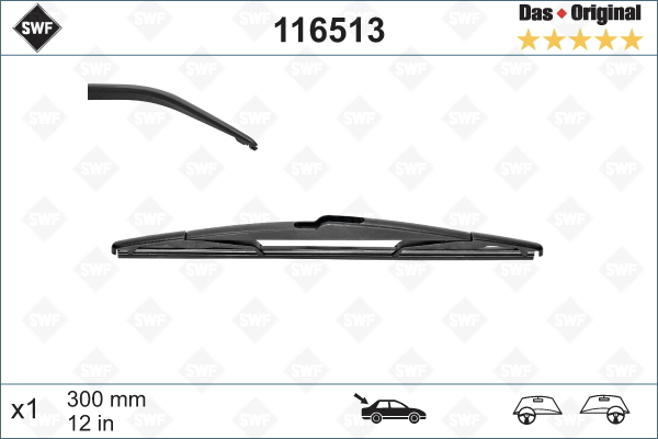 Pióro wycieraczki, DAS ORIGINAL REAR 116513 SWF