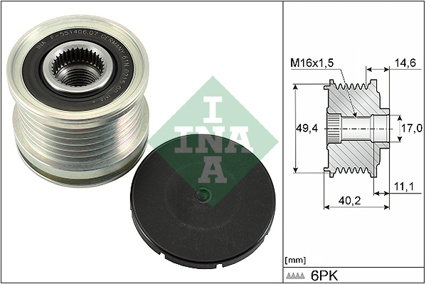 Alternator - sprzęgło jednokierunkowe 535 0124 10 INA