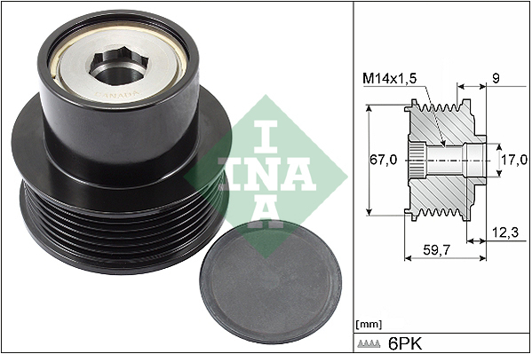 Alternator - sprzęgło jednokierunkowe 535 0288 10 INA