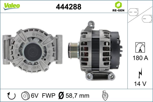 Alternator, VALEO RE-GEN REMANUFACTURED do Peugeota, 444288, VALEO w ofercie sklepu e-autoparts.pl 