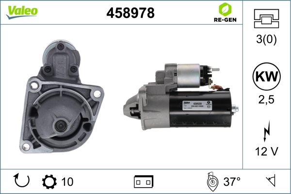 Rozrusznik, VALEO RE-GEN REMANUFACTURED do Fiata, 458978, VALEO w ofercie sklepu e-autoparts.pl 