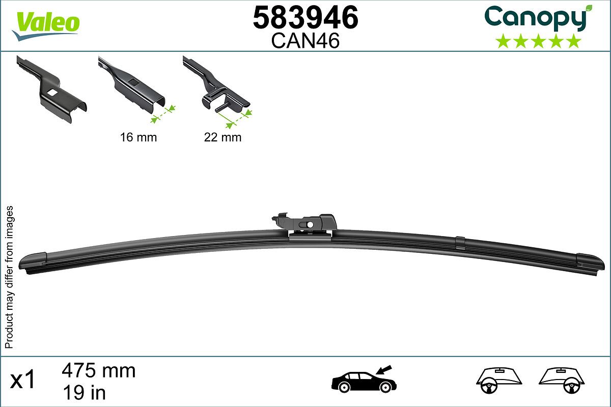 PIÓRO WYCIERACZKI 475MM CANOPY, 583946, VALEO w ofercie sklepu e-autoparts.pl 