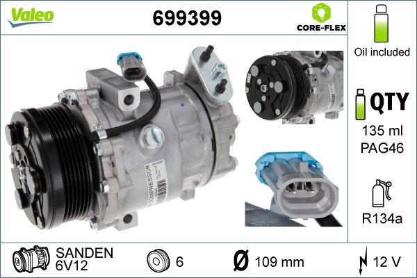 Kompresor, klimatyzacja, NEW ORIGINAL PART do Opla, 699399, VALEO w ofercie sklepu e-autoparts.pl 