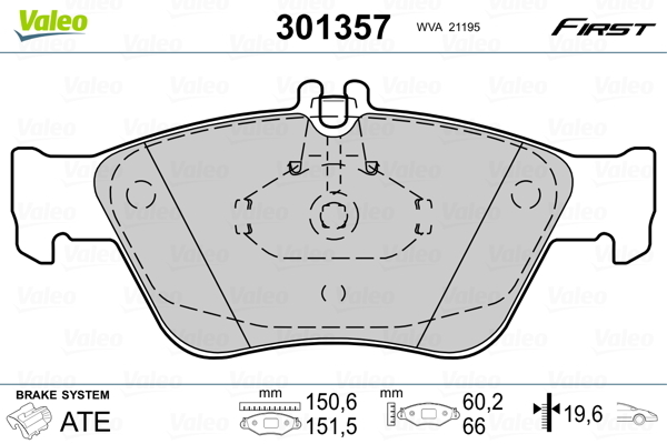 Klocki hamulcowe - komplet, FIRST 301357 VALEO