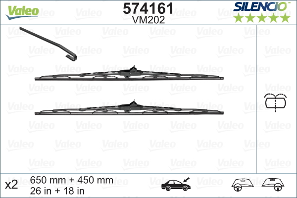 Pióro wycieraczki, SILENCIO CONVENTIONAL SET 574161 VALEO