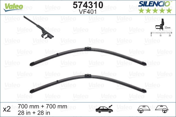 Pióro wycieraczki, SILENCIO FLAT BLADE SET 574310 VALEO