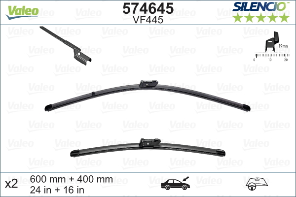 Pióro wycieraczki, SILENCIO FLAT BLADE SET 574645 VALEO